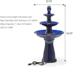 Glitzhome Water Fountain Outdoor Floor-Stand Fountain with LED Light & Pump Oversized 3 Tier Ceramic Cobalt Blue Patio Fountains and Waterfalls Outdoor Yard Fountains for Lawn Garden Backyard - Image 2