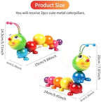 Cruis Cuka Metal Caterpillar Statue Yard Art Garden Decor for Outside Patio Lawn Ornaments Fence Decorations Family,Friends,Garden Lovers - Set of 2(Colorful NEW) - Image 2