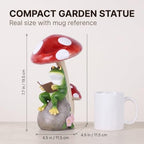WUBIANJIE Frog Mushroom Garden Statue Lighted Resin Outdoor Decor Hand Painted Reading Frog Figurine Under Toadstool with Rock Base for Yard Lawn Patio Porch Flower Bed Accent - Image 3