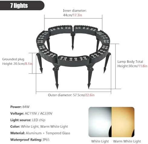 Outdoor Landscape Ring LED Tree Lights, 48-84W Tree Spotlight - Image 2