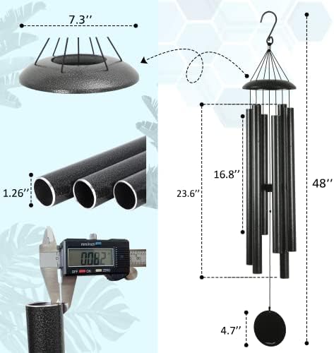 Vanquer Wind Chimes for Outside Deep Tone - 48'' Wind Chimes Outdoor Clearance, Deep Tone, Windchimes Outdoors, Memorial, Sympathy Gifts, Patio Yard, Home Décor (48" Grey) - Image 2