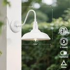 10 Inch Dome Outdoor Gooseneck Barn Light Fixture White Exterior Barn Wall Lantern, Farmhouse Porch Outside Wall Mount Lighting, Waterproof Outdoor Coach Wall Sconce for Garage, Patio - Image 3