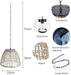 Rattan Solar Hanging Lantern, Outdoor Waterproof Chandelier Light - Image 3