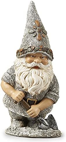 Roman Garden - Pebble Gnome with Shovel Statue, 13.25" H, Pudgy Pals Collection, Resin and Dolomite, Decorative, Garden Gift, Home Outdoor Decor, Durable, Long Lasting - Image 4