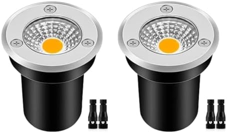 ZUCKEO Low Voltage Landscape Lights 3W LED Well Lights, 12V-24V Landscape Lighting Outdoor In-Ground Light IP67 Waterproof Paver Light for Pathway Deck Step Garden Warm White (2 Pack) by ZUCKEO