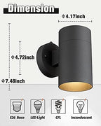 Ken & Ricky Dusk to Dawn Outdoor Wall Sconce Lights,Cylinder,Black,1 PK - Image 3