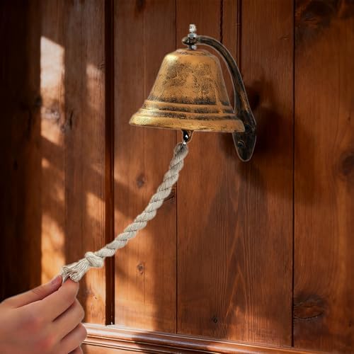 Cast Iron Hanging Dinner Bell with Outdoor Mount for Door Wall(S) & Homelavie Cowbell Instrument for Drum Set Steel Cow Bell with Stick (7inch) - Image 4