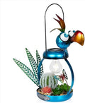 Alpine Corporation 16" H Outdoor Solar-Powered Metal Flamingo Yard Statue, with Enclosed LED Lights, Garden Decor for Patio, Lawn or Porch, Blue by Unknown