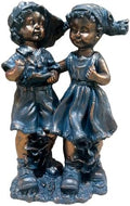 MgO Boy Girl Garden Statues Set, Exquisite Detail Lawn Ornaments for Patio by WhereFurnitureMeetsArtistry