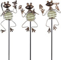 3 Pack Decorative Garden Stakes,Frog Waterproof Metal Spring Decor by SATHGA