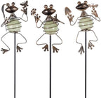 3 Pack Decorative Garden Stakes,Frog Waterproof Metal Spring Decor by SATHGA