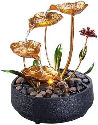 Tabletop Water Fountain Metal Lotus Circulating Fountain by MSEONWXI
