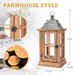 Bdor 15 Inch Outdoor Decorative Lanterns, Set of 2 Wooden Candle Lanterns - Image 2