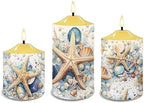 Cozeyat Flameless LED Candles Battery Operated, Summer Starfish Beach Scenery Design 4/6H Timers Flickering Realistic Pillar Tealights Set of 3, Waterproof Candles Home Decor - Image 2