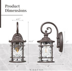 Porch Lights 0utdoor 12.5 Inch Height Exterior Lighting Fixtures with Water Ripple Glass Die-Casting Aluminum Outside Lights for House Porch Garage Yards E27 Socket ORB Finish - Image 5