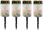 Poceacles Cross Solar Cemetery Lights Outdoor Waterproof LED Fake Candle Solar Cemetery Decorative Lights Walkway Lights Landscape Lighting for Home Outdoor Decor, Cute Flower Cross, Pack of 4 by Poceacles