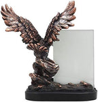 Ebros Patriotic American Bald Eagle with Outspread Wings Perching on Cliff Rock Picture Frame Bronze Electroplated Figurine with Base Resin Photo Frame Eagle Statue - Image 3
