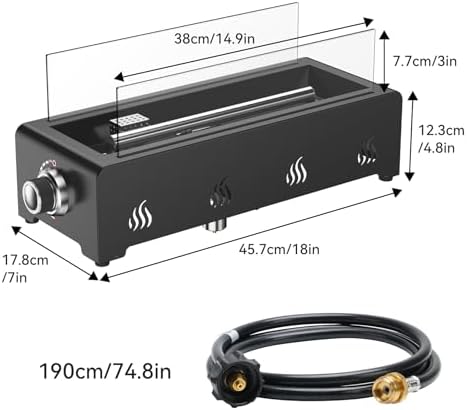 Onlyfire 18" Tabletop Gas Fire Pit, Outdoor Propane Fire Pit Bottom Mounted - Image 2