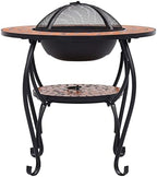 Mosaic Fire Pit Table Terracotta,Campfire Tripod,BBQ Grill, Rustic Fire Pit,Outdoor Fire Pit,for Outside Garden Bonfire Party and Patio26.8 Ceramic - Image 5