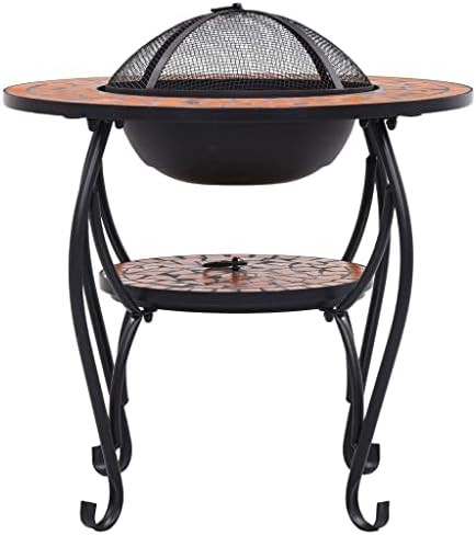 Mosaic Fire Pit Table Terracotta,Campfire Tripod,BBQ Grill, Rustic Fire Pit,Outdoor Fire Pit,for Outside Garden Bonfire Party and Patio26.8 Ceramic - Image 5