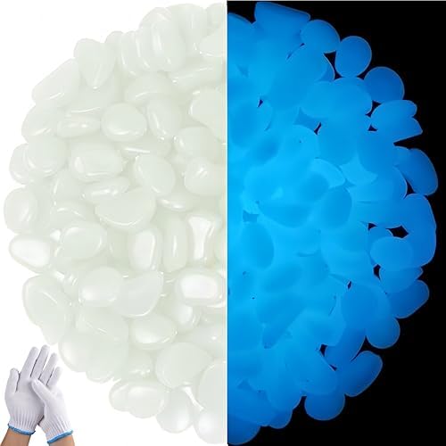 Colorful Glow-in-The-Dark Garden Stones,Night Guide Pebbles,for Aquarium Fish Tank Sidewalk Garden Path Patio Terrace Lawn Yard Ornaments Colorful Cobbles Decor (600, Blue) by Unknown