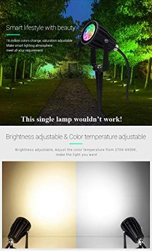 LGIDTECH FUTC04 Miboxer 6W RGB+CCT Outdoor LED Landscape Garden Spotlight AC100-240V 16 Million Colors Changing,Color Temperature Adjustable,Memory Function.Smartphone Can't Control Directly - Image 3