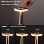 O'Bright Dome Cordless Rechargeable LED Mushroom Table Lamp, Silver - Image 2