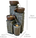 19.3'' 4-Tier Water Fountain with Lights, Brown - Image 2
