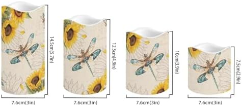 Dragonfly Sunflower Battery Candle Timer Battery Powered LED Candles Color Changing Pillar Electric Fake Candles Bulk for Home Table Decoration Set of 4 - Image 2