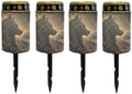 Poceacles Solar Pathway Lights Outdoor Grave Solar Lights Outside Waterproof Cemetery Flameless Candles Outdoor Grave Candle Markers Eternal Decor, Wolf Print Black Gold, 4 Pcs by Poceacles