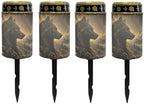 Poceacles Solar Pathway Lights Outdoor Grave Solar Lights Outside Waterproof Cemetery Flameless Candles Outdoor Grave Candle Markers Eternal Decor, Wolf Print Black Gold, 4 Pcs by Poceacles
