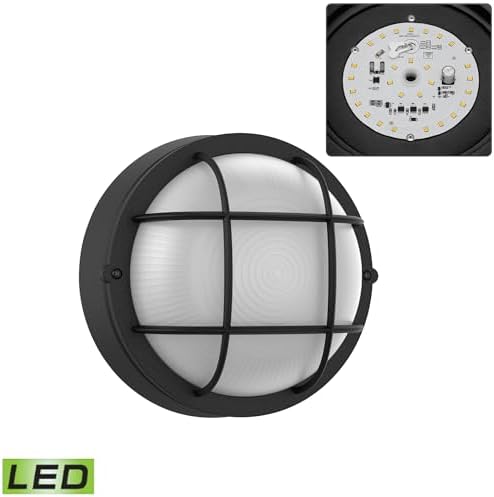 8" Nautical Outdoor Light-Black Round Bulkhead LED Lights,Sauna Light Fixture Outdoor 8" Nautical Bulkhead Light 3000K,1500LM,15W LED Outside Wall Lights - Image 7