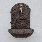 Rustic Cast Iron Wall Mounted Hand Sink with Birds On Flower Branch Signs On European Home Garden Decor Metal Wash Basin Stand Wall Water Fountain by Unknown