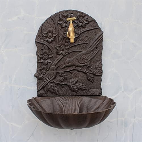 Rustic Cast Iron Wall Mounted Hand Sink with Birds On Flower Branch Signs On European Home Garden Decor Metal Wash Basin Stand Wall Water Fountain by Unknown
