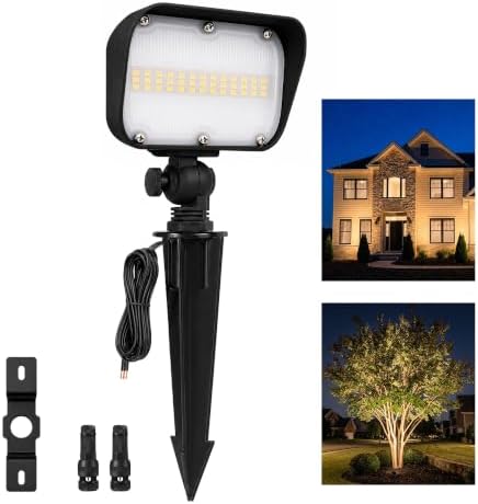 Low Voltage Landscape Flood Light, 20W 12V, 3000K Black, 1 Pack by Varmtalys