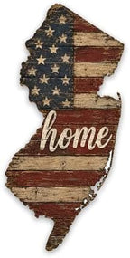 New Jersey Home State Shape Sign – Vintage Flag Wall Art by MRC+Wood+Products