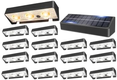 JOFIOS Solar Fence Lights Outdoor, 9 Fixed Colors ＆ Color Changing Fence Lights Solar Powered Waterproof IP65 Dusk-to-Dawn LED Deck Lighting for Patio, Railing, Pool, Porch, Backyard, Wall, 16 Pack by JOFIOS