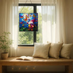 Gnome with Butterfly Friends Stained Glass Suncatcher – Square Hanging Window Panel for Home or Greenhouse – Whimsical Glass Art Gift for Garden Lovers, Christmas, Halloween, Father Days hacxzw - Image 7