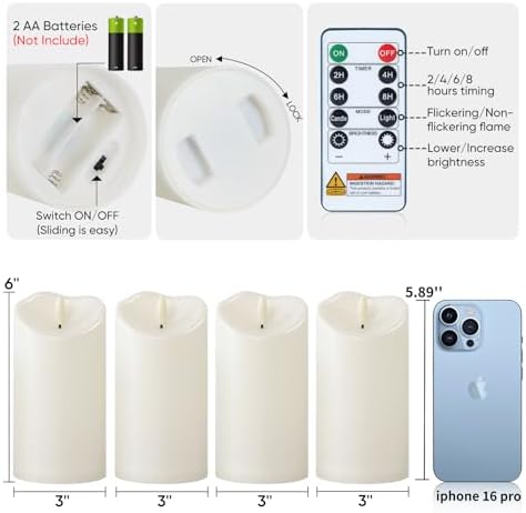 Raycare 6"x3" Outdoor Waterproof Flameless LED Candle with Remote and Timer - Image 5