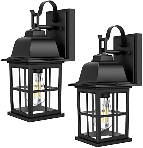 TOBUSA 2-Pack Outdoor Light Fixtures, 100% Aluminium Waterproof Exterior Wall Lantern, Anti-Rust Outside Black Wall Sconce Porch Lights for House Garage, Doorway, Bulbs Not Included by TOBUSA