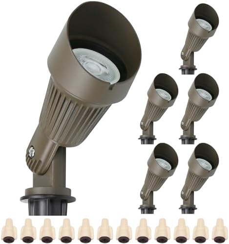 Lumina Lighting® 5W Landscape Lighting 12V Landscape Lights Low Voltage Landscape Spotlights Warm White Waterproof Outdoor Replaceable LED Bulb for Garden,Lawn,Porch,Patio and Yard (Bronze) (6-Pack) by LuminaLighting%C2%AE