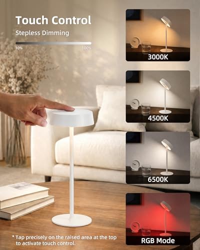 EZVALO Cordless Lamp, Rechargeable Table Lamp, Battery Operated - Image 6