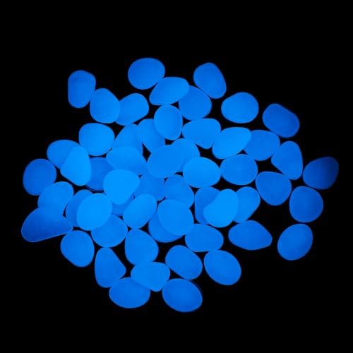 400pcs Blue Glow in Dark Resin Pebbles for Aquarium and Garden Decor by LABRIMP