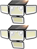 4500LM Solar Lights Outdoor Waterproof, 254 LED Solar Flood Lights Outdoor with 2 Motion Sensor, 4 Heads Security Light for Yard Outside House Garage 2 Pack by SZPOWER