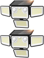 4500LM Solar Lights Outdoor Waterproof, 254 LED Solar Flood Lights Outdoor with 2 Motion Sensor, 4 Heads Security Light for Yard Outside House Garage 2 Pack by SZPOWER
