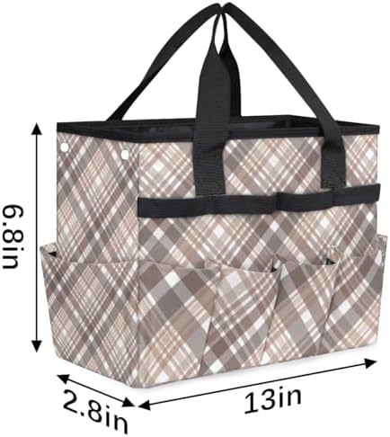 St Patricks Plaid Garden Tool Bag Tote for Men Women Multiple Pockets Wide Mouth Heavy Duty Waterproof Tool Organizer Bag for Outdoor Lawn Yard Portable Gardening Storage With Elasticbands - Image 2