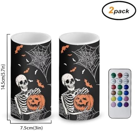 Spider Web Flameless Candles Battery Operated Candles with Timer Remote Control LED Pillar Lights for Trick or Treat Party Decoration LED Real Wax Flameless Lights - Image 2
