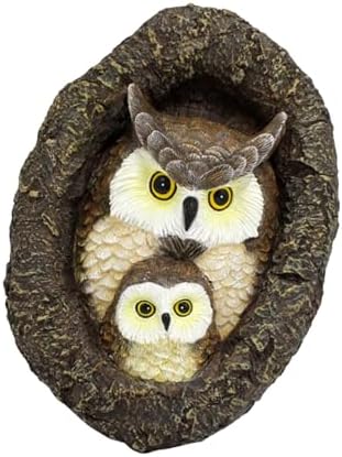 Yosoo Owl Tree Hugger Garden Statue Tree Face Decor Hole Hanger Animal Sculpture with Handmade Resin Mom Baby Owl Design for Outdoor Yard Garden Decoration - Image 7