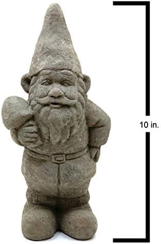 Garden Gnome with Shroom: Solid Durable Stone Statue with Vintage Texture. Sealed for Outdoors. Handcrafted USA. (Antique/Gray) - Image 6