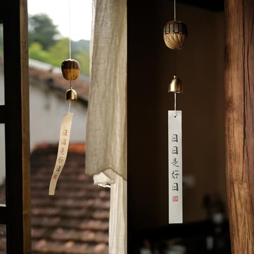 Handmade Bamboo Copper Wind Chime, Soft Healing Zen Sound, Rustic Hanging Windchime for Indoor Outdoor Home Patio Garden Wall Decor, Meditation Stress Relief Gift for Family Friends Men Women - Image 5